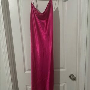 bebe Pink Satin Wedding Dress